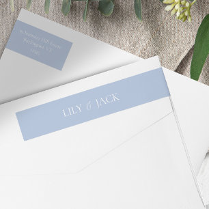 Dusty Blue Wedding Couple Return Address Label
