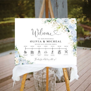 Dusty Blue Wedding Day Icons Timeline Foam Boards