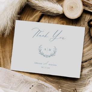 Dusty Blue Wedding Day Thank you Flat Note Card