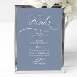Dusty Blue  Wedding Drinks Bar Menu Sign<br><div class="desc">A simple chic calligraphy wedding drinks bar menu sign. I do offer a free customization service,  if you have any questions or special requests,  please feel free t</div>