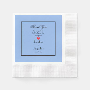 Dusty Blue Wedding Elegant Black Details Thank You Napkins