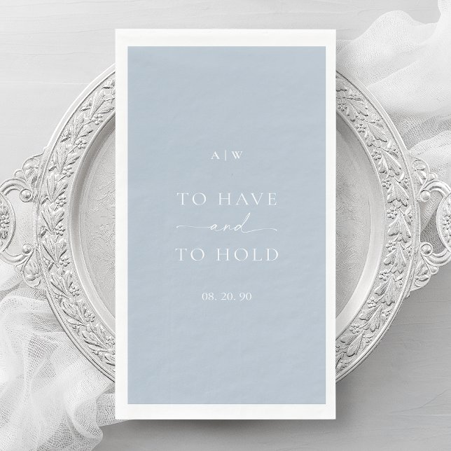 Dusty Blue Wedding – Elegant Minimal Design Paper Guest Towels (Creator Uploaded)
