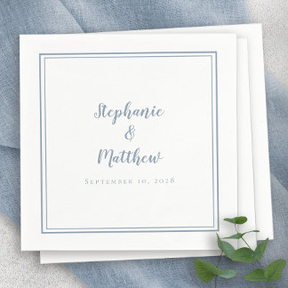 Dusty Blue Wedding Elegant Simple Modern Reception Napkins