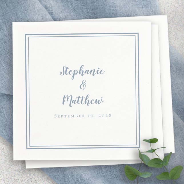 Dusty Blue Wedding Elegant Simple Modern Reception Napkins (Dusty Blue Wedding Elegant Simple Modern Reception Napkins)