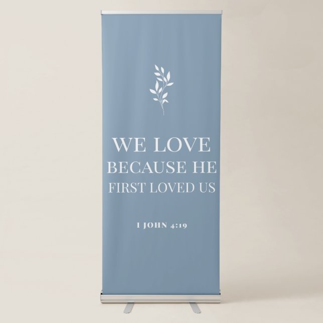 Dusty blue wedding entrance  retractable banner (Front)