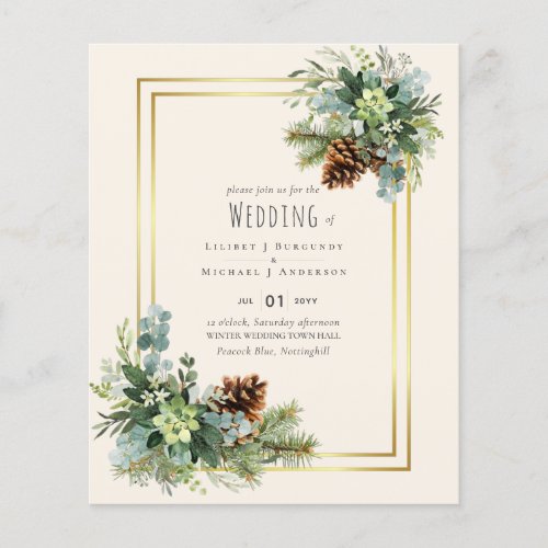 Dusty Blue Wedding Eucalyptus Greenery Budget Flyer