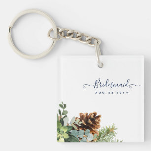 Dusty Blue Wedding Eucalyptus Greenery Budget Keychain