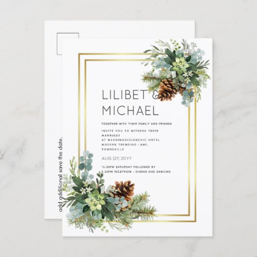 Dusty Blue Wedding Eucalyptus Greenery Budget Postcard