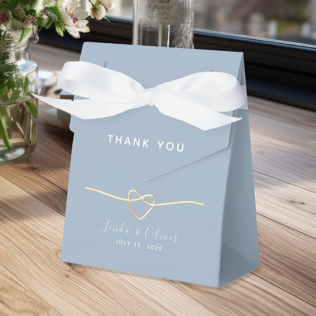 Dusty Blue Wedding Favor Box with Rope Heart (Creator Uploaded)
