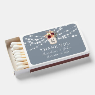 Dusty Blue Wedding Favor Matchboxes