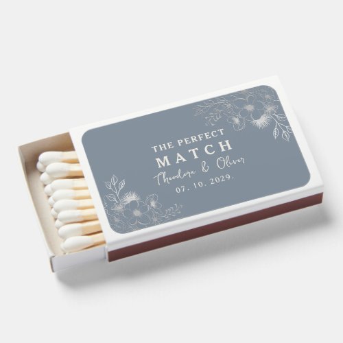 Dusty Blue Wedding Favor Matchboxes