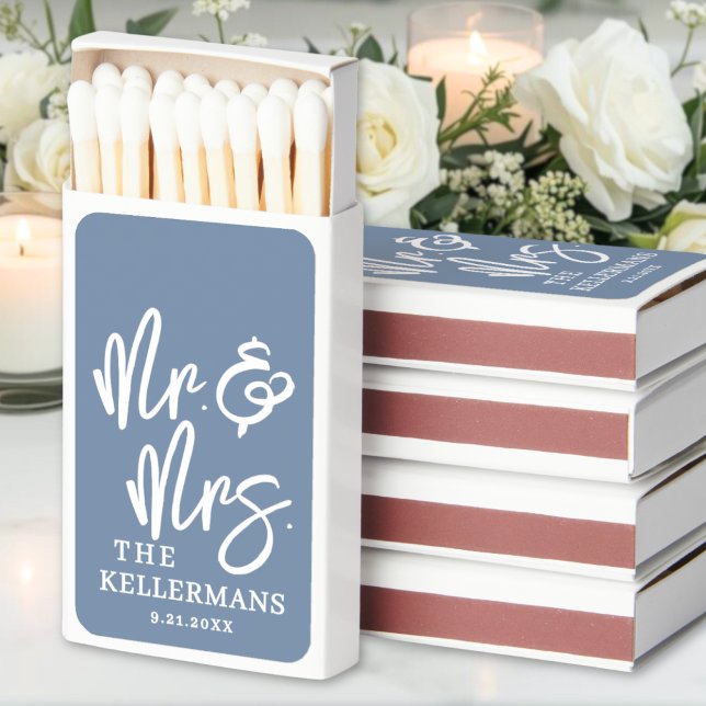 Dusty Blue Wedding Favor Matchboxes (Dusty Blue Wedding Favor Matchboxes)
