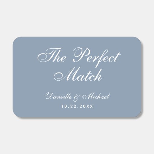 Dusty Blue Wedding Favors Simple Elegant Script Matchboxes | Zazzle