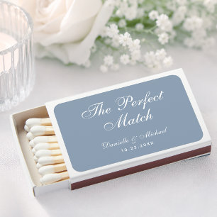 Dusty Blue Wedding Favors Simple Elegant Script Matchboxes