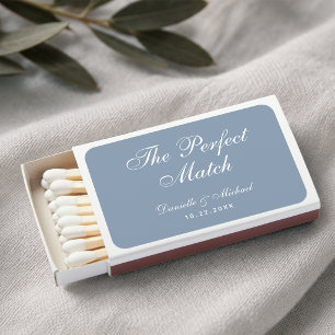 Dusty Blue Wedding Favors Simple Elegant Script Matchboxes