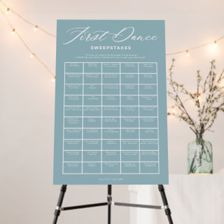 Dusty blue wedding first dance sweepstake game foam board