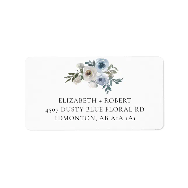 Dusty Blue Wedding Floral Details Reception Script Label | Zazzle