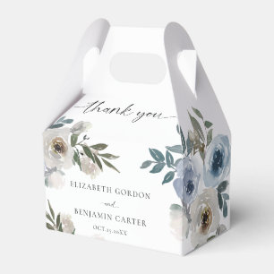 Dusty Blue Wedding Floral Elegant Script Rustic Favor Boxes