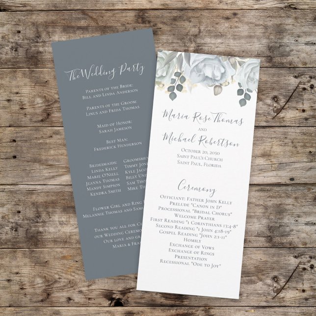Dusty Blue Wedding Floral Script Program (Creator Uploaded)