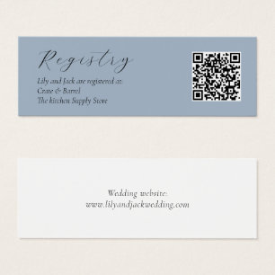 Dusty Blue Wedding Gift Registry QR Enclosure Card