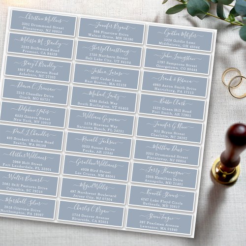 Dusty Blue Wedding Guest Address Labels