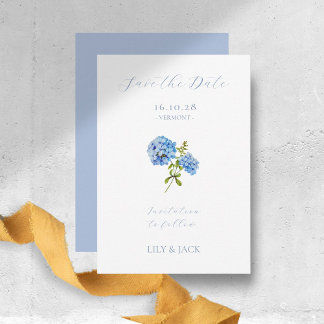 Dusty Blue Wedding Hydrangea Save The Date Card