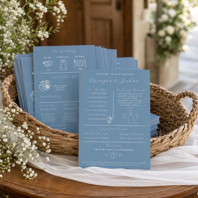 Dusty Blue Wedding Infographic Program (Creator Uploaded)