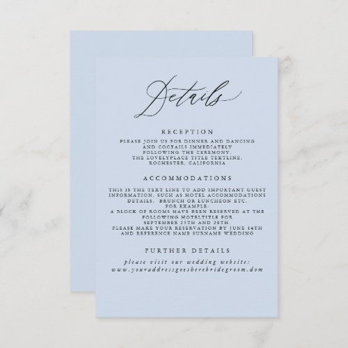 Dusty Blue Wedding Information Enclosure Card
