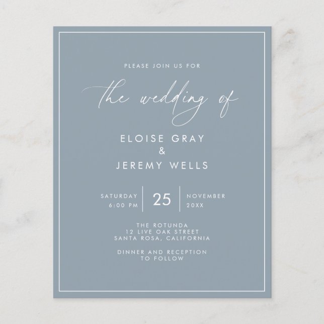 Dusty Blue Wedding Invitation (Front)