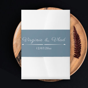 Dusty Blue Wedding Invitation Belly Band