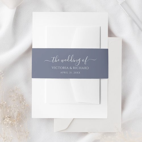 Dusty Blue Wedding Invitation Belly Band