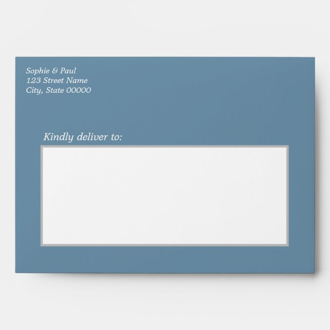 Dusty Blue Wedding Invitation Envelope (Front)