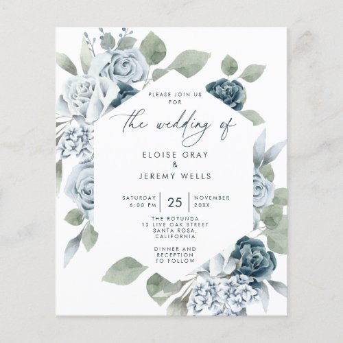 Dusty Blue Wedding Invitation Postcard