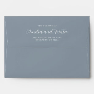 Dusty Blue Wedding Invitation Return Address Envelope