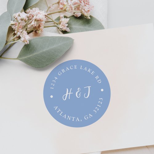 Dusty Blue Wedding Invitation Return Address Label