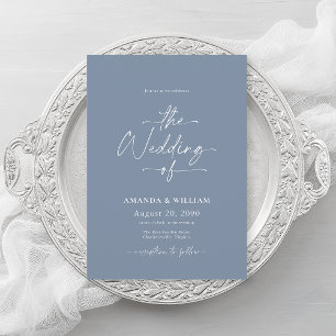 Dusty Blue Wedding Invitation with QR Code