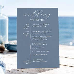 Dusty Blue Wedding Itinerary   Nautical Weekend Invitation