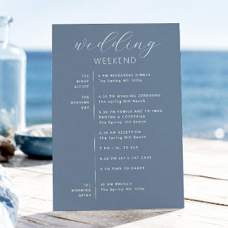 Dusty Blue Wedding Itinerary | Nautical Weekend Invitation