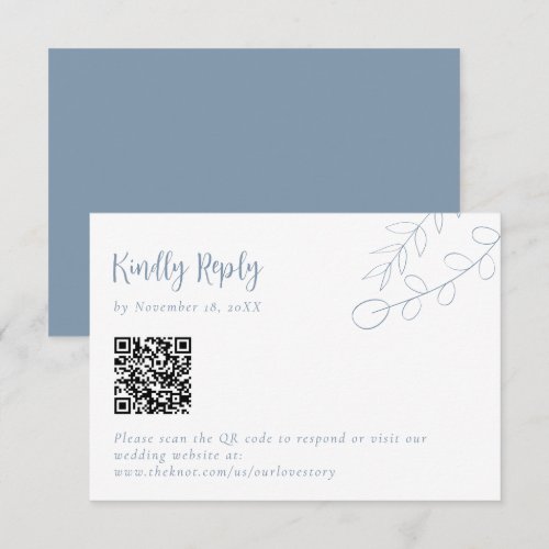 Dusty Blue Wedding Kindly Reply Boho QR Code RSVP Card