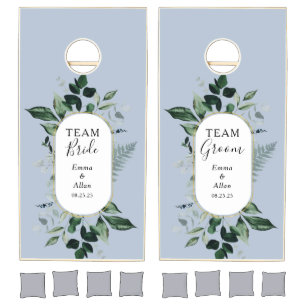 Dusty blue Wedding lawn game modern greenery style