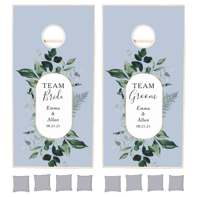 Dusty blue Wedding lawn game modern greenery style (Set)