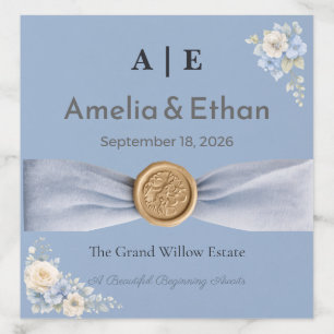 Dusty Blue Wedding Luxury Ribbon Invitation Envelope Liner