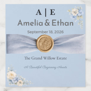 Dusty Blue Wedding   Luxury Ribbon Invitation Envelope Liner