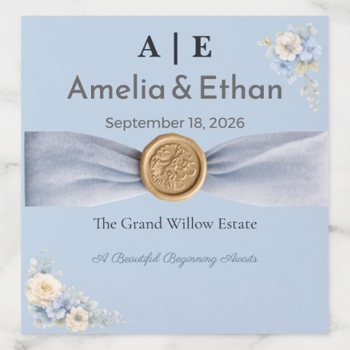 Dusty Blue Wedding | Luxury Ribbon Invitation Envelope Liner
