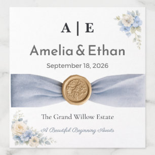 Dusty Blue Wedding Luxury Ribbon Invitation Envelope Liner