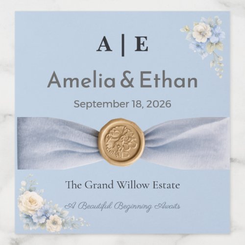 Dusty Blue Wedding | Luxury Ribbon Invitation Envelope Liner