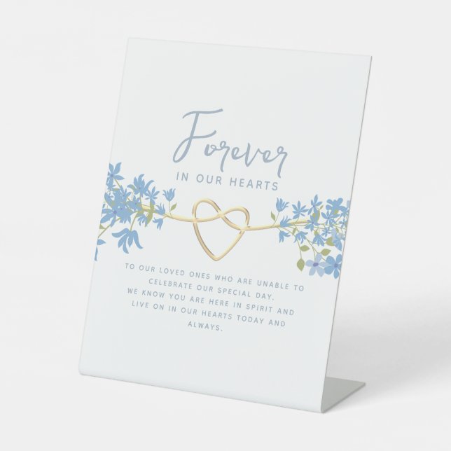 Dusty Blue Wedding Memorial Pedestal Sign (Front)