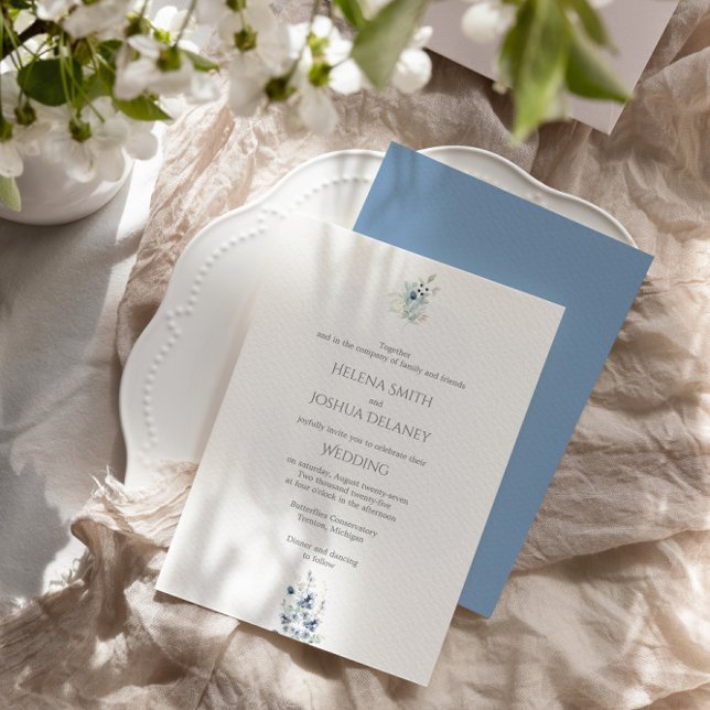 Dusty Blue Wedding | Minimal Botanical Design Invitation (Creator Uploaded)