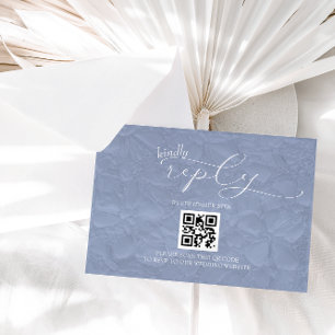 Dusty Blue Wedding Modern Simple QR RSVP Card