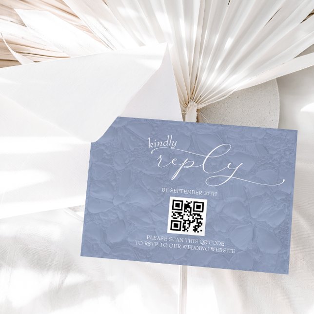Dusty Blue Wedding Modern Simple QR RSVP Card (Creator Uploaded)